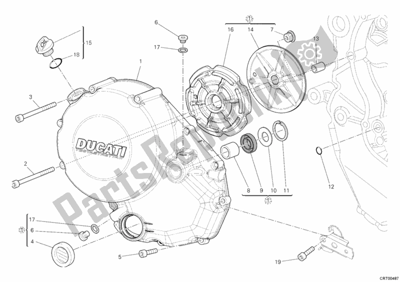 All parts for the Clutch Cover of the Ducati Multistrada 1200 S ABS USA 2010